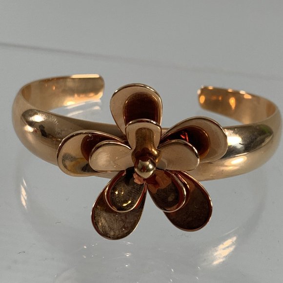 Michael Kors Open Cuff Bracelet Flower Power Rose Gold Stainless Steel - Picture 2 of 8